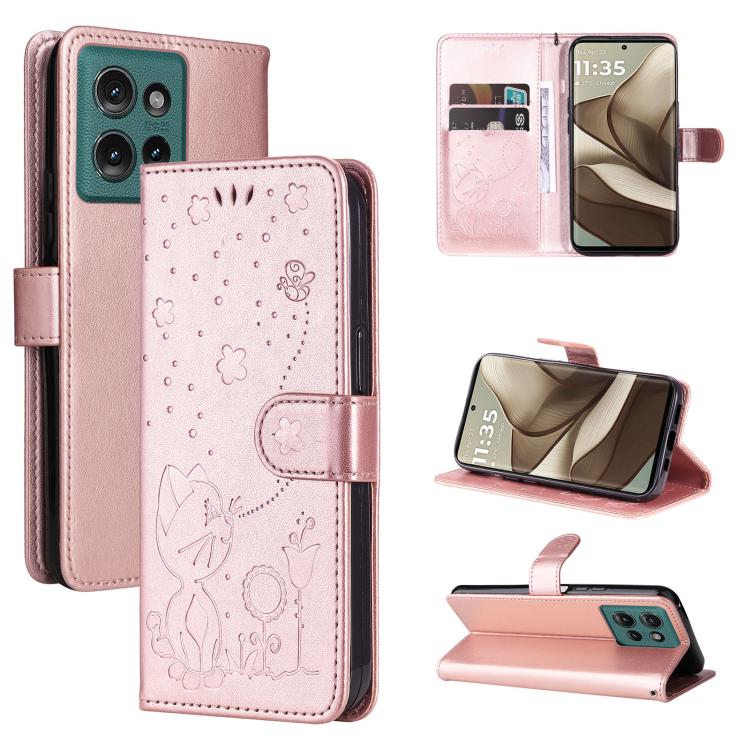 Cat and Bee Embossed Flip Leather Phone Case, For OPPO A6 Pro 4G / 5G Global, For OPPO Find X9 Pro, For OPPO A60 5G Global / A40 4G Global, For OPPO K12X 5G Global