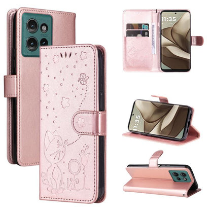 Cat and Bee Embossed Flip Leather Phone Case, For OPPO A6 Pro 4G / 5G Global, For OPPO Find X9 Pro, For OPPO A60 5G Global / A40 4G Global, For OPPO K12X 5G Global