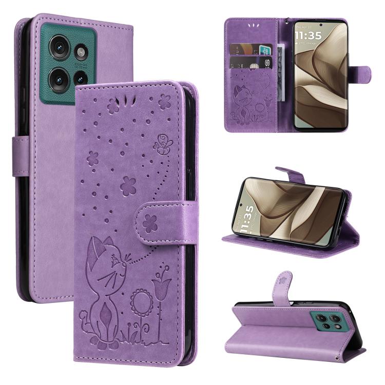 Cat and Bee Embossed Flip Leather Phone Case, For OPPO A6 Pro 4G / 5G Global, For OPPO Find X9 Pro, For OPPO A60 5G Global / A40 4G Global, For OPPO K12X 5G Global