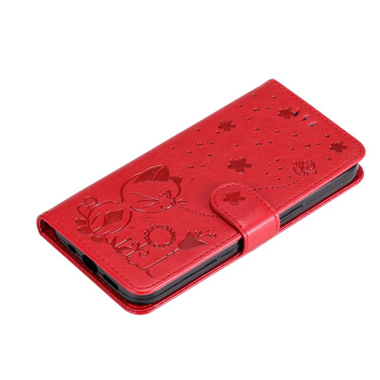 Cat and Bee Embossed Flip Leather Phone Case, For OPPO K12X 5G Global, For OPPO A5 Pro 5G Global, For OPPO Reno12 Pro 5G Global, For OPPO Reno12 5G Global