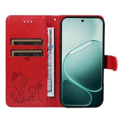 Cat and Bee Embossed Flip Leather Phone Case, For OPPO A6 Pro 4G / 5G Global, For OPPO Find X9 Pro, For OPPO A60 5G Global / A40 4G Global, For OPPO K12X 5G Global