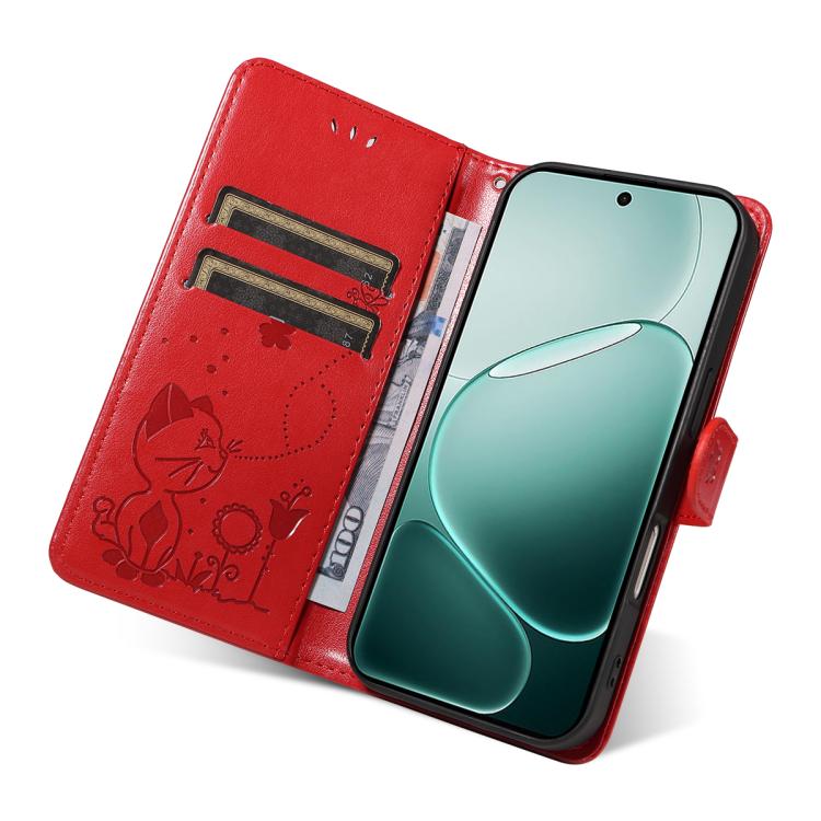 Cat and Bee Embossed Flip Leather Phone Case, For OPPO A6 Pro 4G / 5G Global, For OPPO Find X9 Pro, For OPPO A60 5G Global / A40 4G Global, For OPPO K12X 5G Global
