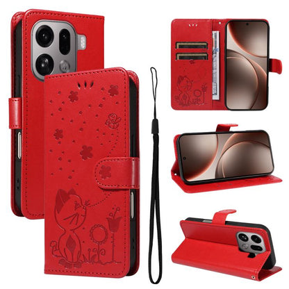 Cat and Bee Embossed Flip Leather Phone Case, For OPPO A6 Pro 4G / 5G Global, For OPPO Find X9 Pro, For OPPO A60 5G Global / A40 4G Global, For OPPO K12X 5G Global