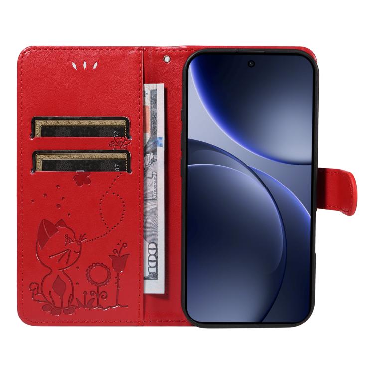 Cat and Bee Embossed Flip Leather Phone Case, For OPPO Find X9, For OPPO A6 Pro 4G / 5G Global, For OPPO Find X9 Pro, For OPPO A60 5G Global / A40 4G Global