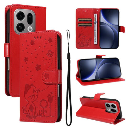 Cat and Bee Embossed Flip Leather Phone Case, For OPPO Find X9, For OPPO A6 Pro 4G / 5G Global, For OPPO Find X9 Pro, For OPPO A60 5G Global / A40 4G Global
