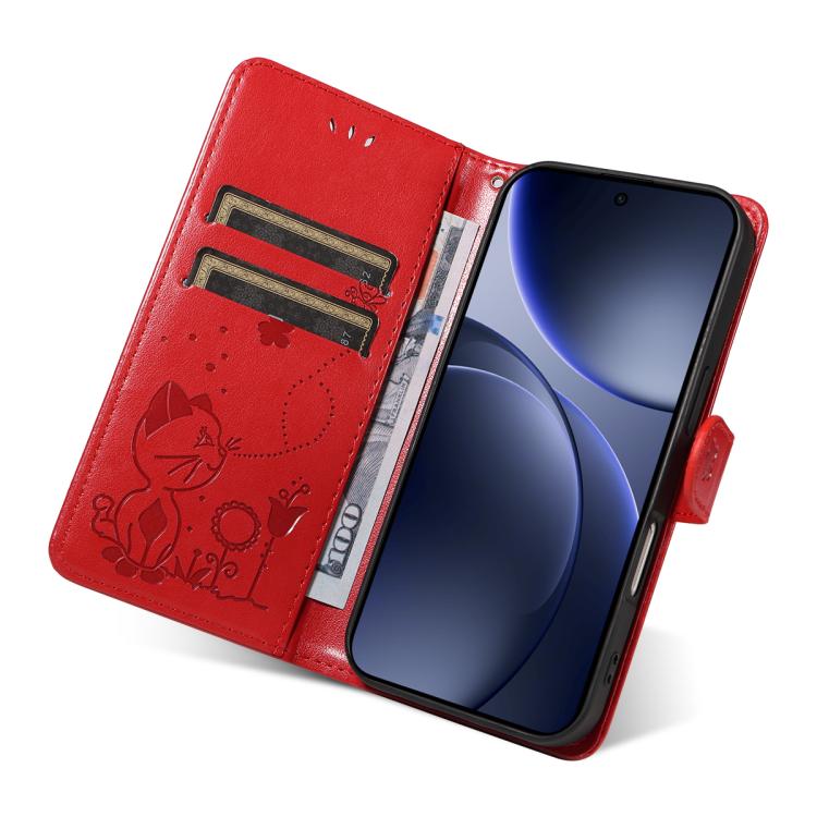 Cat and Bee Embossed Flip Leather Phone Case, For OPPO Find X9, For OPPO A6 Pro 4G / 5G Global, For OPPO Find X9 Pro, For OPPO A60 5G Global / A40 4G Global