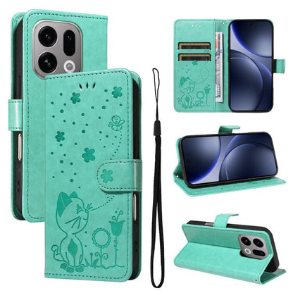 Cat and Bee Embossed Flip Leather Phone Case, For OPPO Find X9, For OPPO A6 Pro 4G / 5G Global, For OPPO Find X9 Pro, For OPPO A60 5G Global / A40 4G Global