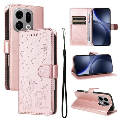 Cat and Bee Embossed Flip Leather Phone Case, For OPPO Find X9, For OPPO A6 Pro 4G / 5G Global, For OPPO Find X9 Pro, For OPPO A60 5G Global / A40 4G Global