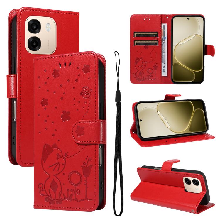 Cat and Bee Embossed Flip Leather Phone Case, For OPPO A6X 5G / A6 5G, For OPPO Reno15 Pro 5G Global, For OPPO Reno15 5G Global, For OPPO Find X9