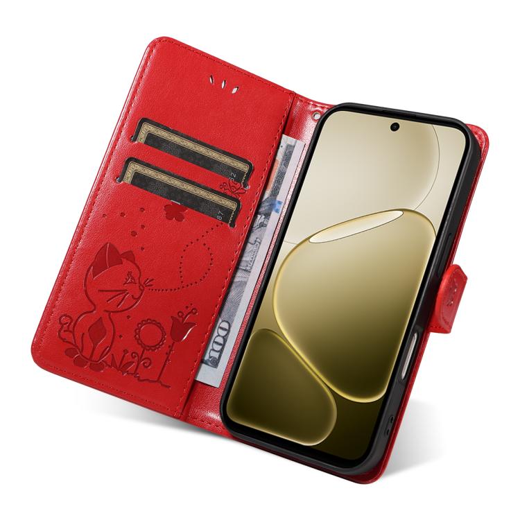 Cat and Bee Embossed Flip Leather Phone Case, For OPPO A6X 5G / A6 5G, For OPPO Reno15 Pro 5G Global, For OPPO Reno15 5G Global, For OPPO Find X9