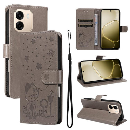 Cat and Bee Embossed Flip Leather Phone Case, For OPPO A6X 5G / A6 5G, For OPPO Reno15 Pro 5G Global, For OPPO Reno15 5G Global, For OPPO Find X9