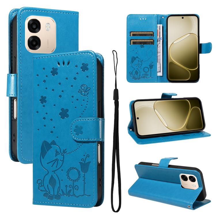 Cat and Bee Embossed Flip Leather Phone Case, For OPPO A6X 5G / A6 5G, For OPPO Reno15 Pro 5G Global, For OPPO Reno15 5G Global, For OPPO Find X9
