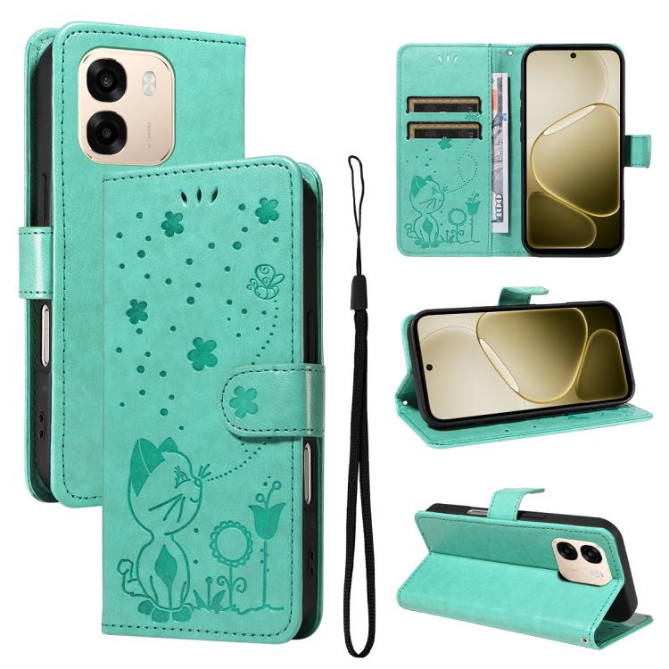 Cat and Bee Embossed Flip Leather Phone Case, For OPPO A6X 5G / A6 5G, For OPPO Reno15 Pro 5G Global, For OPPO Reno15 5G Global, For OPPO Find X9