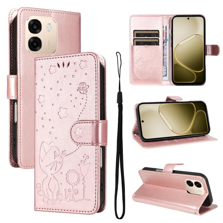 Cat and Bee Embossed Flip Leather Phone Case, For OPPO A6X 5G / A6 5G, For OPPO Reno15 Pro 5G Global, For OPPO Reno15 5G Global, For OPPO Find X9
