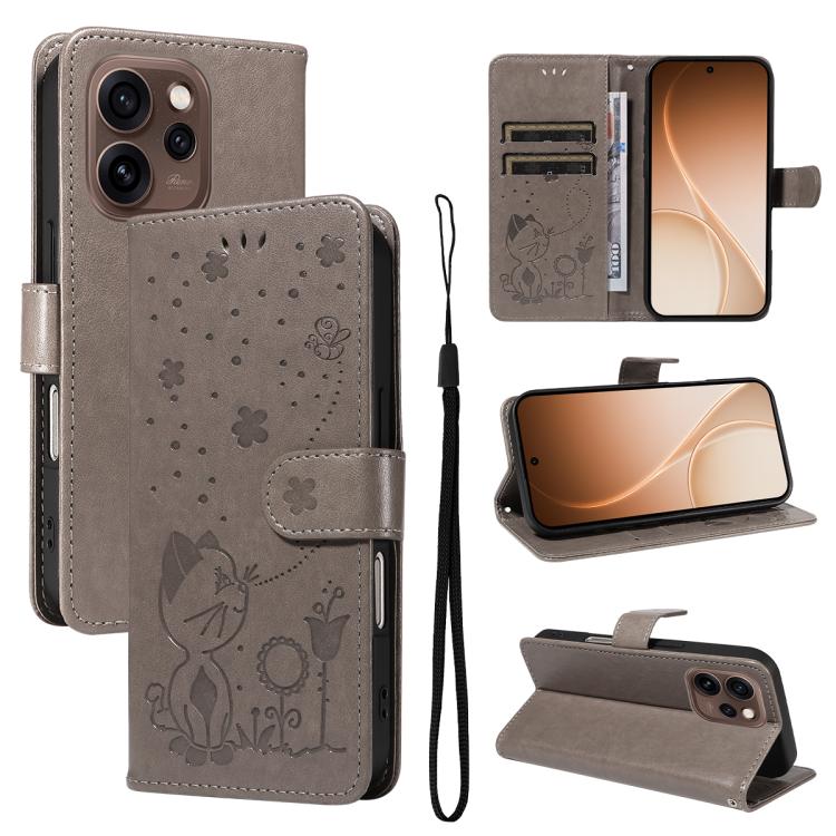 Cat and Bee Embossed Flip Leather Phone Case, For OPPO A6X 5G / A6 5G, For OPPO Reno15 Pro 5G Global, For OPPO Reno15 5G Global, For OPPO Find X9