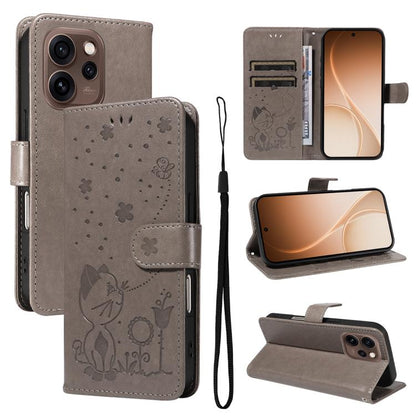 Cat and Bee Embossed Flip Leather Phone Case, For OPPO A6X 5G / A6 5G, For OPPO Reno15 Pro 5G Global, For OPPO Reno15 5G Global, For OPPO Find X9