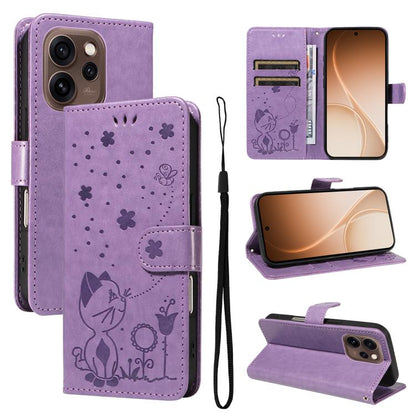 Cat and Bee Embossed Flip Leather Phone Case, For OPPO A6X 5G / A6 5G, For OPPO Reno15 Pro 5G Global, For OPPO Reno15 5G Global, For OPPO Find X9