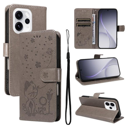 Cat and Bee Embossed Flip Leather Phone Case, For OPPO A6X 5G / A6 5G, For OPPO Reno15 Pro 5G Global, For OPPO Reno15 5G Global, For OPPO Find X9