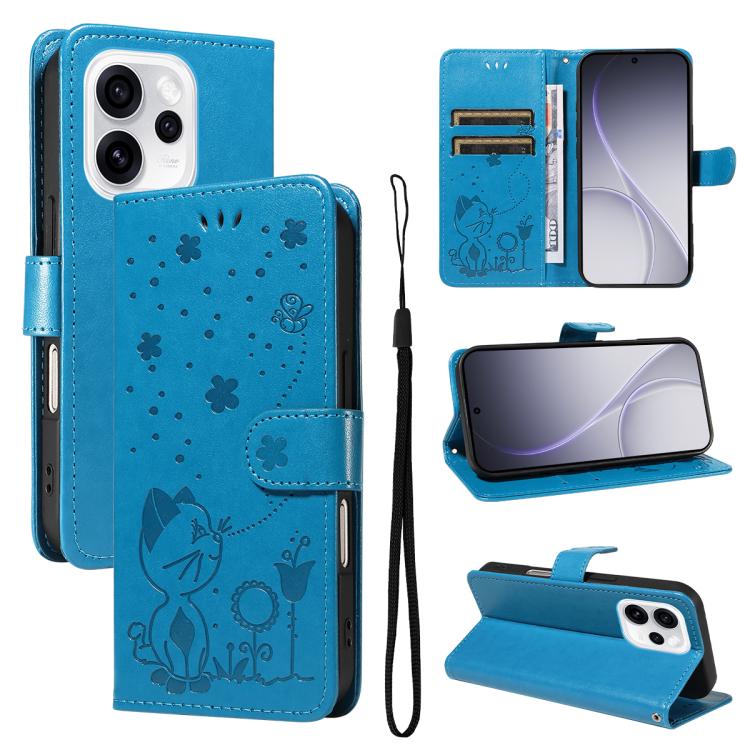 Cat and Bee Embossed Flip Leather Phone Case, For OPPO A6X 5G / A6 5G, For OPPO Reno15 Pro 5G Global, For OPPO Reno15 5G Global, For OPPO Find X9