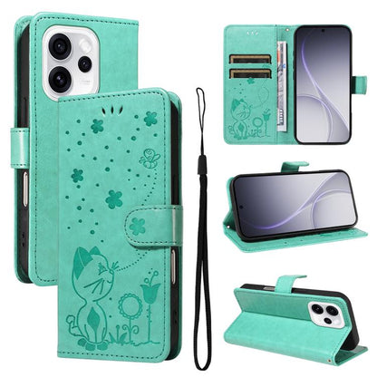 Cat and Bee Embossed Flip Leather Phone Case, For OPPO A6X 5G / A6 5G, For OPPO Reno15 Pro 5G Global, For OPPO Reno15 5G Global, For OPPO Find X9
