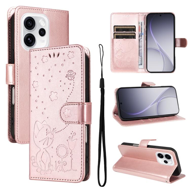 Cat and Bee Embossed Flip Leather Phone Case, For OPPO A6X 5G / A6 5G, For OPPO Reno15 Pro 5G Global, For OPPO Reno15 5G Global, For OPPO Find X9