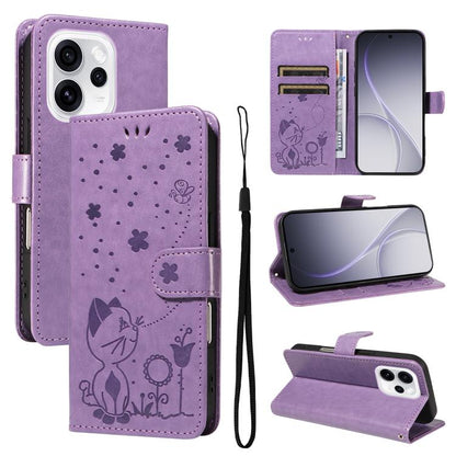 Cat and Bee Embossed Flip Leather Phone Case, For OPPO A6X 5G / A6 5G, For OPPO Reno15 Pro 5G Global, For OPPO Reno15 5G Global, For OPPO Find X9