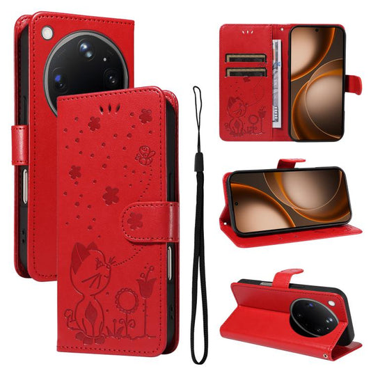 Cat and Bee Embossed Flip Leather Phone Case, For OPPO Find X9 Ultra 5G, For OPPO A6X 5G / A6 5G, For OPPO Reno15 Pro 5G Global, For OPPO Reno15 5G Global