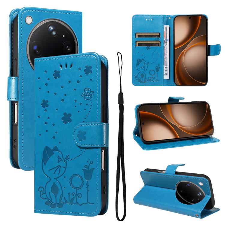 Cat and Bee Embossed Flip Leather Phone Case, For OPPO Find X9 Ultra 5G, For OPPO A6X 5G / A6 5G, For OPPO Reno15 Pro 5G Global, For OPPO Reno15 5G Global