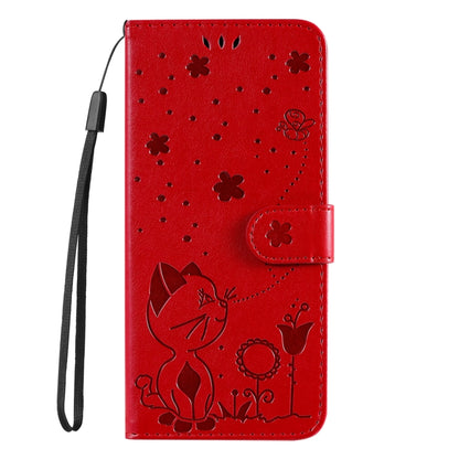 Cat and Bee Embossed Flip Leather Phone Case