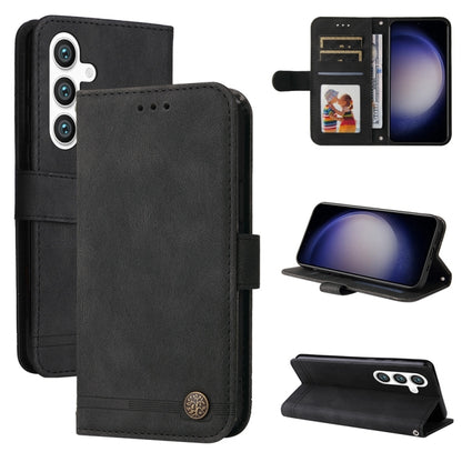 Skin Feel Life Tree Metal Button Leather Phone Case, For Samsung Galaxy S26 5G, For Samsung Galaxy S25 Edge 5G, For Samsung Galaxy S25 5G, For Samsung Galaxy S25+ 5G