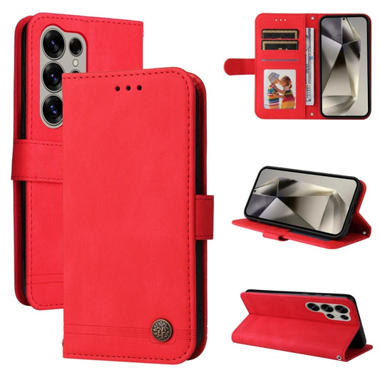 Skin Feel Life Tree Metal Button Leather Phone Case, For Samsung Galaxy S25 Ultra 5G, For Samsung Galaxy S24 FE 5G