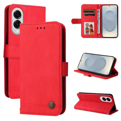 Skin Feel Life Tree Metal Button Leather Phone Case, For Samsung Galaxy S26 5G, For Samsung Galaxy S25 Edge 5G, For Samsung Galaxy S25 5G, For Samsung Galaxy S25+ 5G