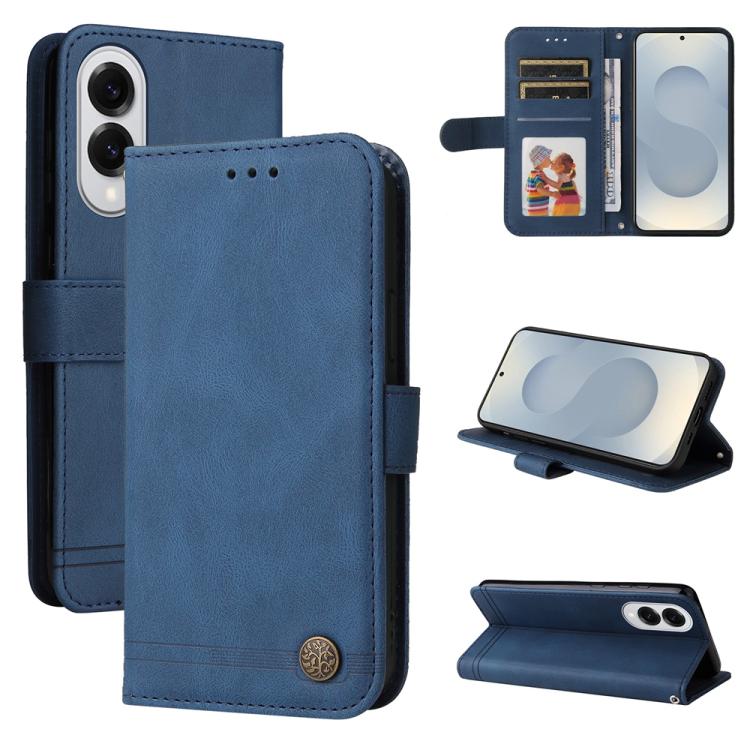 Skin Feel Life Tree Metal Button Leather Phone Case, For Samsung Galaxy S26 5G, For Samsung Galaxy S25 Edge 5G, For Samsung Galaxy S25 5G, For Samsung Galaxy S25+ 5G