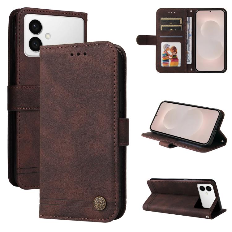 Skin Feel Life Tree Metal Button Leather Phone Case, For Galaxy S26 FE 5G, For Samsung Galaxy S26+ 5G, For Samsung Galaxy S26 Edge 5G, For Samsung Galaxy S26 Ultra 5G