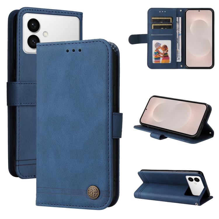 Skin Feel Life Tree Metal Button Leather Phone Case, For Galaxy S26 FE 5G, For Samsung Galaxy S26+ 5G, For Samsung Galaxy S26 Edge 5G, For Samsung Galaxy S26 Ultra 5G