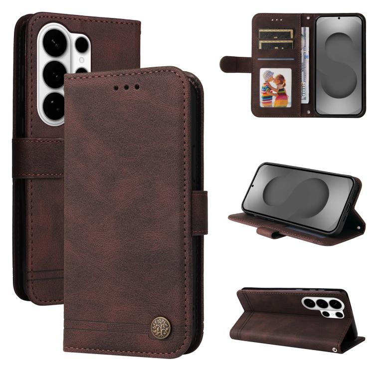 Skin Feel Life Tree Metal Button Leather Phone Case, For Samsung Galaxy S26+ 5G, For Samsung Galaxy S26 Edge 5G, For Samsung Galaxy S26 Ultra 5G, For Samsung Galaxy S26 Pro 5G