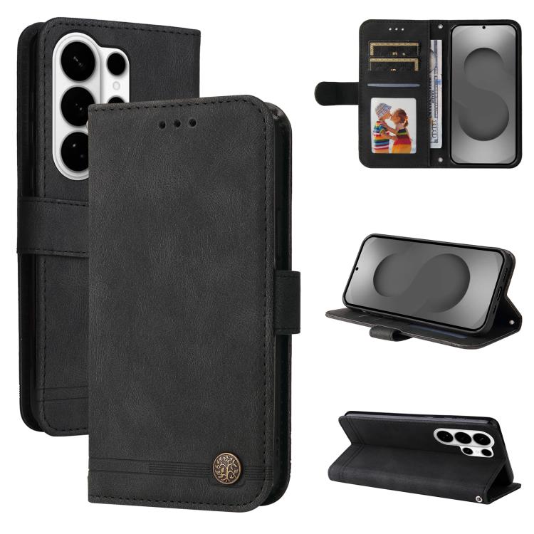 Skin Feel Life Tree Metal Button Leather Phone Case, For Galaxy S26 FE 5G, For Samsung Galaxy S26+ 5G, For Samsung Galaxy S26 Edge 5G, For Samsung Galaxy S26 Ultra 5G