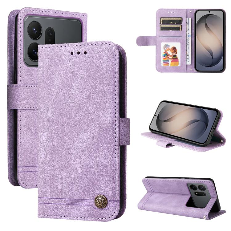 Skin Feel Life Tree Metal Button Leather Phone Case, For Galaxy S27 Ultra 5G, For Galaxy S27 Pro 5G, For Galaxy S27 5G, For Galaxy S27+ 5G