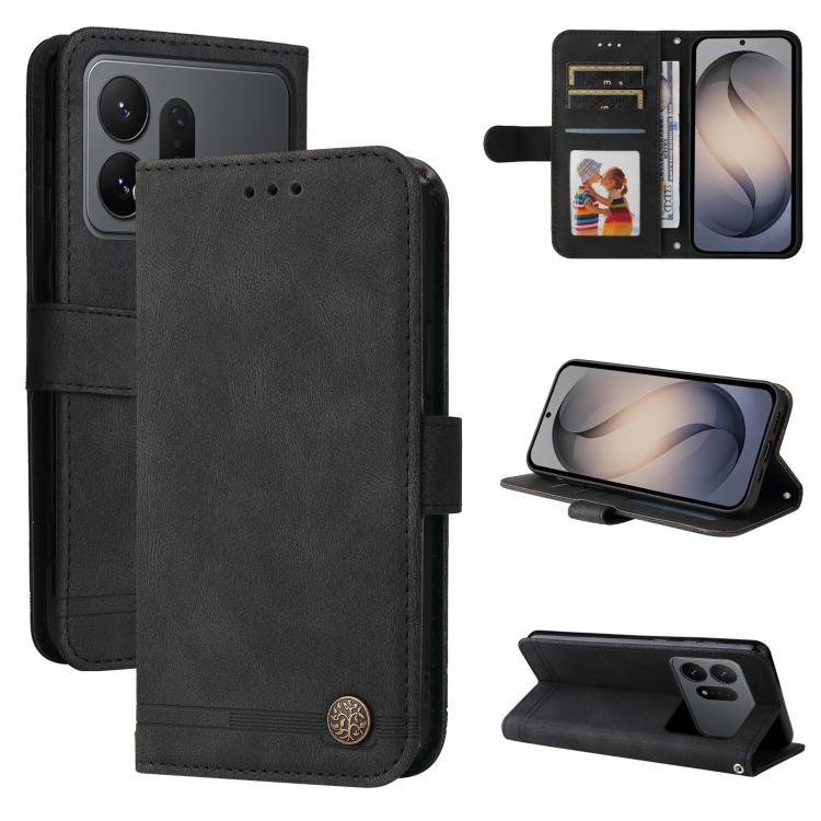 Skin Feel Life Tree Metal Button Leather Phone Case, For Galaxy S27 Ultra 5G, For Galaxy S27 Pro 5G, For Galaxy S27 5G, For Galaxy S27+ 5G