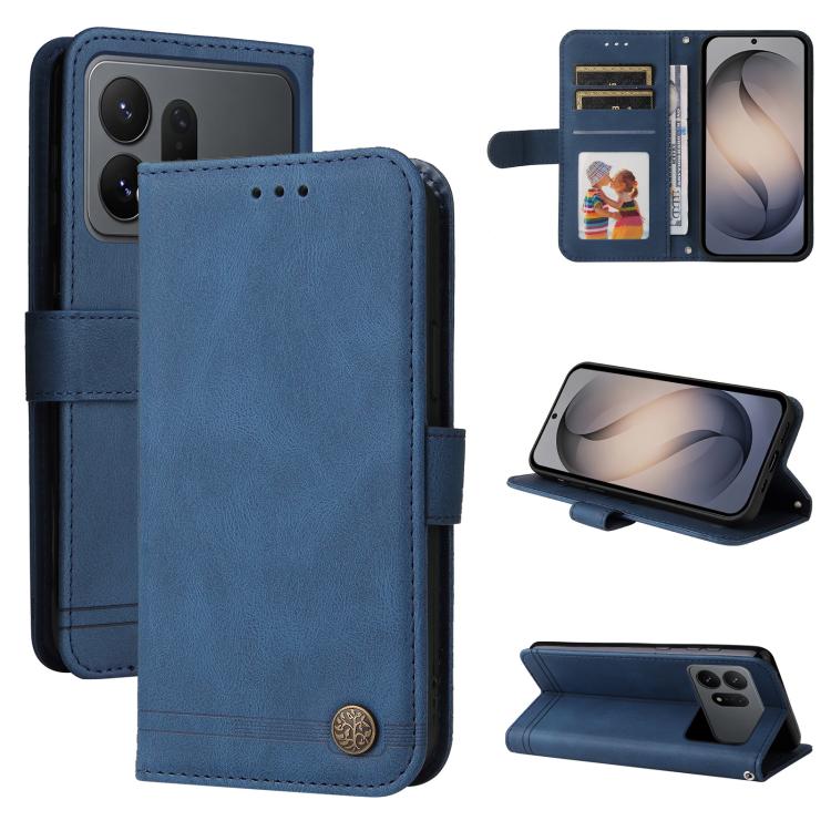 Skin Feel Life Tree Metal Button Leather Phone Case, For Galaxy S27 Ultra 5G, For Galaxy S27 Pro 5G, For Galaxy S27 5G, For Galaxy S27+ 5G
