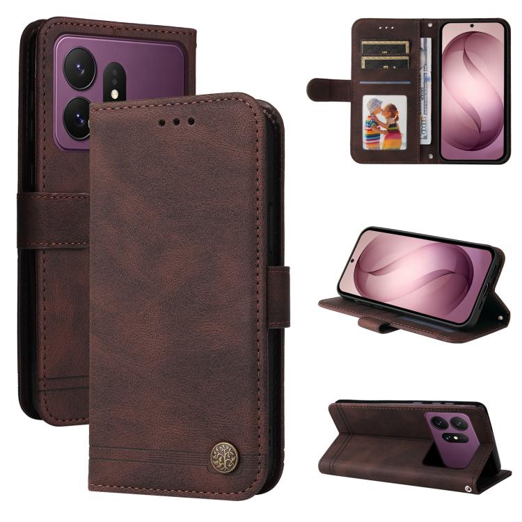 Skin Feel Life Tree Metal Button Leather Phone Case, For Galaxy S27 Ultra 5G, For Galaxy S27 Pro 5G, For Galaxy S27 5G, For Galaxy S27+ 5G