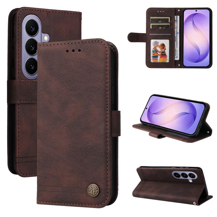 Skin Feel Life Tree Metal Button Leather Phone Case, For Galaxy S27 Ultra 5G, For Galaxy S27 Pro 5G, For Galaxy S27 5G, For Galaxy S27+ 5G