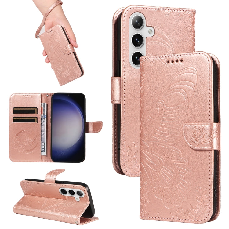 Swallowtail Butterfly Embossed Leather Phone Case, For Samsung Galaxy S25 FE 5G, For Samsung Galaxy S25 / S24 5G, For Samsung Galaxy S25+ / S24+ 5G, For Samsung Galaxy S25 Ultra 5G