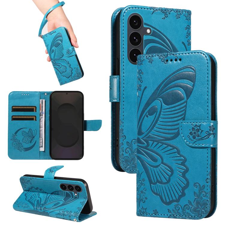 Swallowtail Butterfly Embossed Leather Phone Case, For Samsung Galaxy S26 Edge 5G, For Samsung Galaxy S26 Ultra 5G, For Samsung Galaxy S26 Pro 5G, For Samsung Galaxy S25 FE 5G