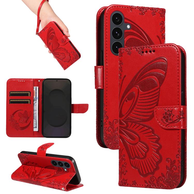 Swallowtail Butterfly Embossed Leather Phone Case, For Samsung Galaxy S25 FE 5G, For Samsung Galaxy S25 / S24 5G, For Samsung Galaxy S25+ / S24+ 5G, For Samsung Galaxy S25 Ultra 5G