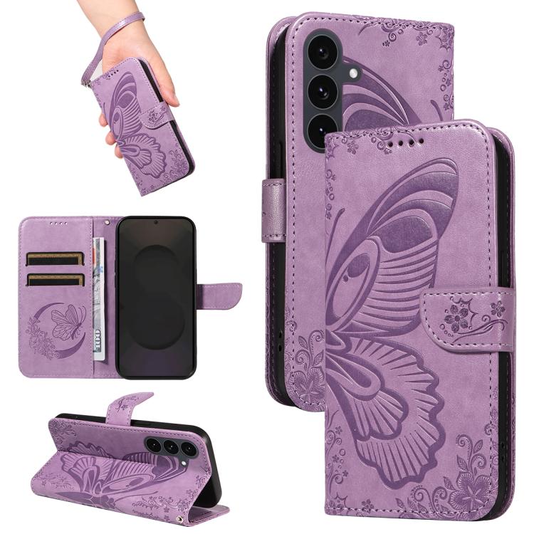 Swallowtail Butterfly Embossed Leather Phone Case, For Samsung Galaxy S25 FE 5G, For Samsung Galaxy S25 / S24 5G, For Samsung Galaxy S25+ / S24+ 5G, For Samsung Galaxy S25 Ultra 5G