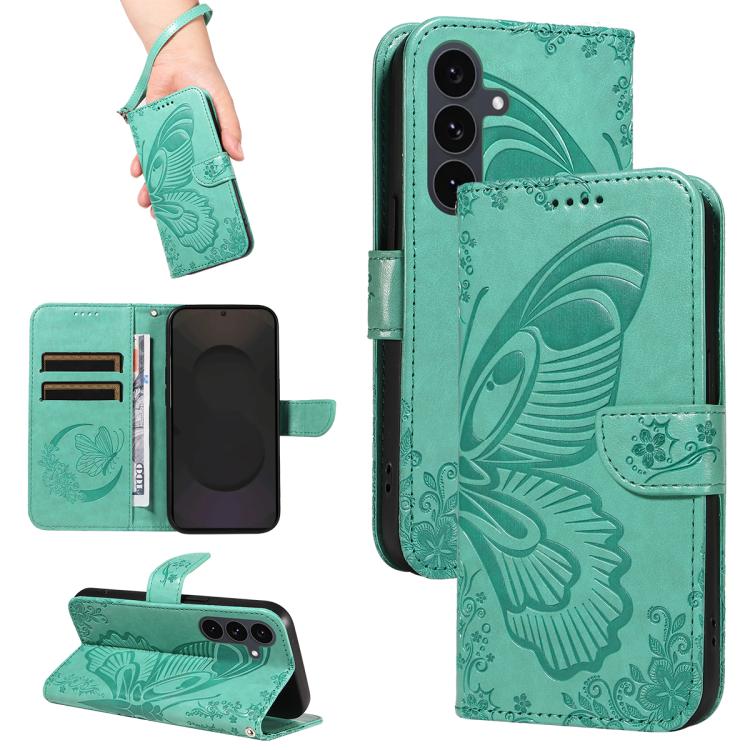 Swallowtail Butterfly Embossed Leather Phone Case, For Samsung Galaxy S26 Edge 5G, For Samsung Galaxy S26 Ultra 5G, For Samsung Galaxy S26 Pro 5G, For Samsung Galaxy S25 FE 5G
