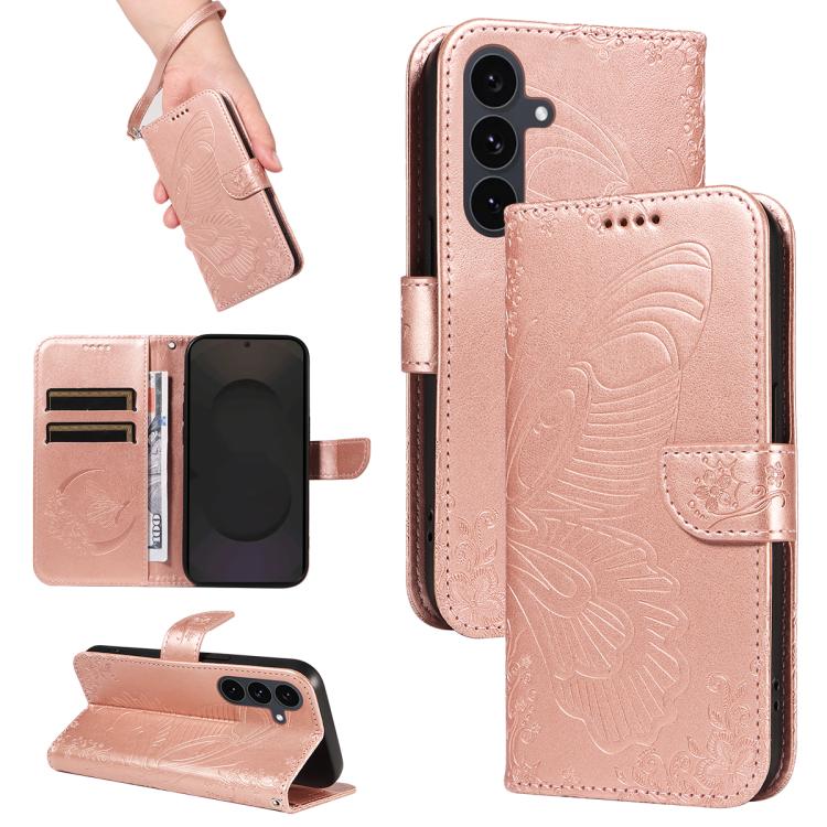 Swallowtail Butterfly Embossed Leather Phone Case, For Samsung Galaxy S26 Edge 5G, For Samsung Galaxy S26 Ultra 5G, For Samsung Galaxy S26 Pro 5G, For Samsung Galaxy S25 FE 5G