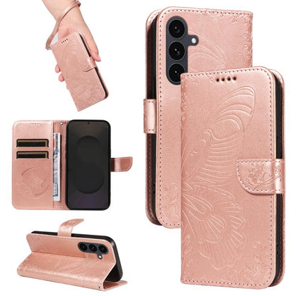 Swallowtail Butterfly Embossed Leather Phone Case, For Samsung Galaxy S26 Edge 5G, For Samsung Galaxy S26 Ultra 5G, For Samsung Galaxy S26 Pro 5G, For Samsung Galaxy S25 FE 5G