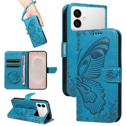 Swallowtail Butterfly Embossed Leather Phone Case, For Samsung Galaxy S26 Edge 5G, For Samsung Galaxy S26 Ultra 5G, For Samsung Galaxy S26 Pro 5G, For Samsung Galaxy S25 FE 5G